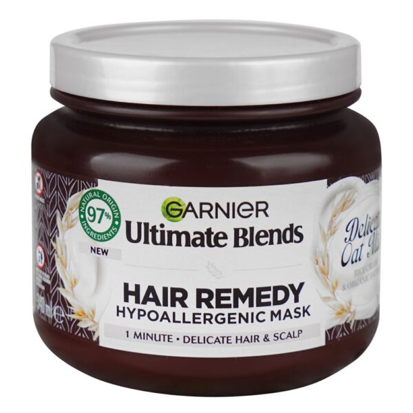 Garnier Ultimate Blends Hair Remedy Hypoallergenic Mask – Delicate Hair & Scalp Treatment with Oat Milk & Rice Cream